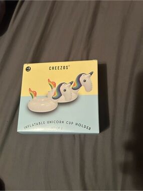 Cheezos White Rainbow Inflatable Unicorn Cup Holder - Set of 2